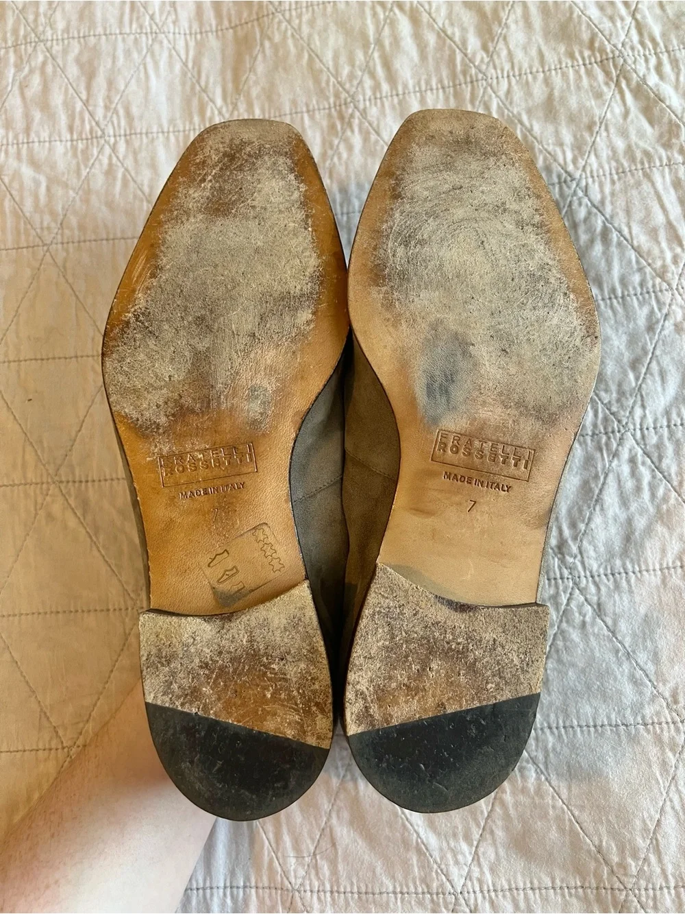 Fratelli Rossetti Estate Men 7 UK 8 US Taupe Suede Horsebit Loafers Shoes Italy